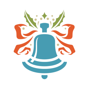 blå silhuett av jul klocka med rosett png