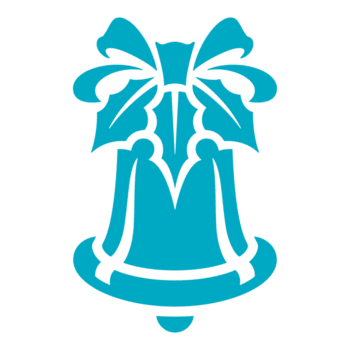 blå silhuett av jul klocka med rosett png