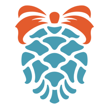 blå silhuett av barr- kon dekorerad med röd rosett png