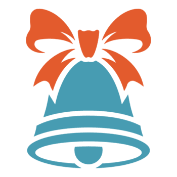 blå silhuett av jul klocka med rosett png