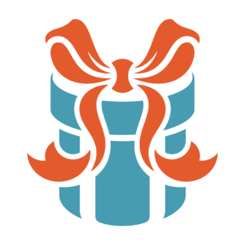 blå runda gåva låda med röd rosett png