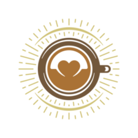 Cappuccino cup with heart symbol on the froth top view png