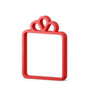 Red christmas frame 3d abstract. Stylized realistic square shape png