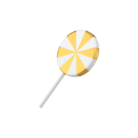 Round gold tilted lollipop. Striped caramel on stick with white png
