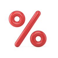 Red percent symbol 3d icon. Festive discounts and sales on chris png