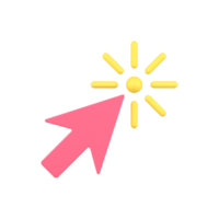 Simple 3d icon arrow cursor pointing link illustration. Modern mouse pointer clicking png