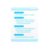Web page with program code 3d icon. Software coding and development png