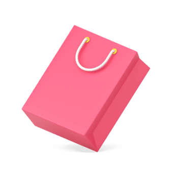 Rosa compras saco 3d ícone. minimalista pacote com branco alças png