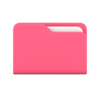 Pink business folder 3d icon. Volumetric plastic file with documentation png