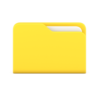 Yellow business folder 3d icon. Volumetric plastic file with documentation png