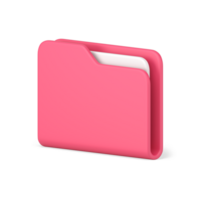 Pink portfolio folder 3d icon. Information plastic file with documentation png