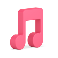 Note symbol 3d icon. Music red tone of melody png
