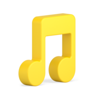 Golden note 3d icon. Music tone symbol of creativity png