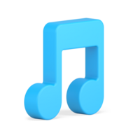 Musical note 3d icon. Volumetric blue symbol of melody png