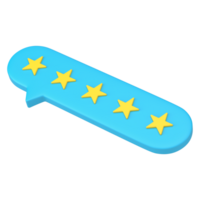 Web rating bubble with five stars 3d icon. Blue vote of satisfied customers png