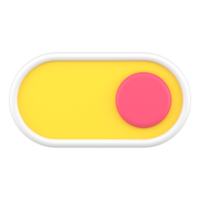 Yellow and pink switch button 3d icon. Round knob for switching and adjusting electronic device png