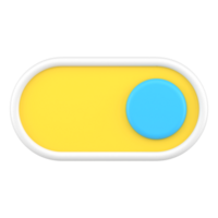 Yellow and blue switch button 3d icon. Round knob for switching and adjusting electronic device png