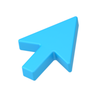 Blue web arrow 3d. Pointer volumetric mouse cursor for website png