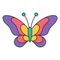 Bright multicolored butterfly winged psychedelic insect pop art groovy style t shirt print png