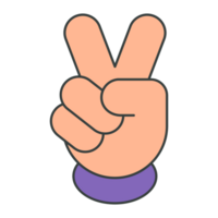 Human hand showing two fingers greeting gesture pop art groovy t shirt print cartoon png