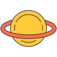 Yellow planet galaxy with pink orbit outer space pop art groovy style t shirt print cartoon png