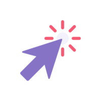 Mouse cursor pointer purple arrow for click cyberspace flat illustration png