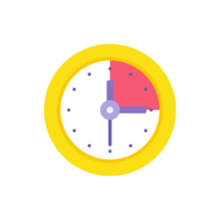 Circle yellow watch clock with red deadline sector. Rounded watch with arrows png