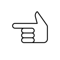 Hand points to left line icon. Direction pointer gesture. png