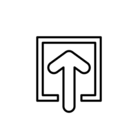 Data loading line icon. Arrow pointing up in square. png