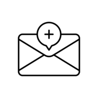 Received new message line icon. Closed envelope with plus in circle. png