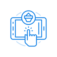 Online application checkout line icon. Mobile retail with web shopping and delivery. png