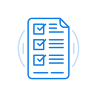 Worksheet with tests line icon. Checklist of questions with answer boxes. png