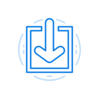 Loading information line icon. Process of filling disk with digital data. png