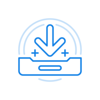 Uploading files removable media line icon. Filling online with information of hard disk and USB flash drive. png