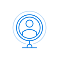 Symbol character icon line. Abstract profile drawn in circle on stand. png