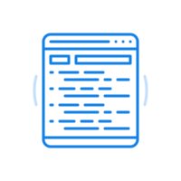 Programming process line icon. Website development process and data coding. png