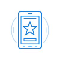 Web app rating line icon. Online voting for best service. Star on smartphone screen. png