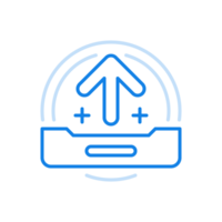 Downloading files from removable media line icon. Arrow pointing upward rectangular device. png