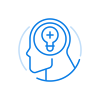 Creative thoughts and idea line icon. Intellectual constructive development and innovative imagination. png