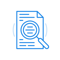 Text research line icon. Analysis of information and careful examination of document errors png