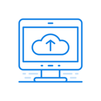 Upload to cloud service line icon. Service and storage online data on connected web servers. png