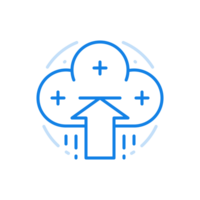 Loading files from cloud service line icon. Storage information online with technologies for downloading data. png
