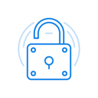 Open padlock line icon. Poor protection and easy system hacking simple security system. png
