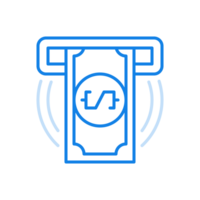 Cash withdrawal from ATM machine line icon. Service withdrawing finance from account and conducting transaction. png