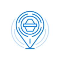 Point of delivery shopping line icon. Navigational road pointer for courier on electronic map. png