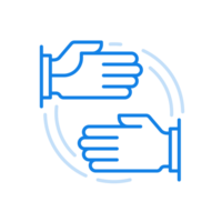 Hands point left and right line icon. Shows direction of movement instructions and location. png