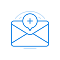 Received new message line icon. Closed envelope with plus in circle. png