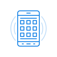 Mobile applications in smartphone line icon. Sensory activation technologies for media programs and games. png