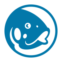 Logo template with fish head in round frame png