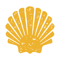 Romantic ornamental closed seashell with underwater mollusk yellow grunge texture png